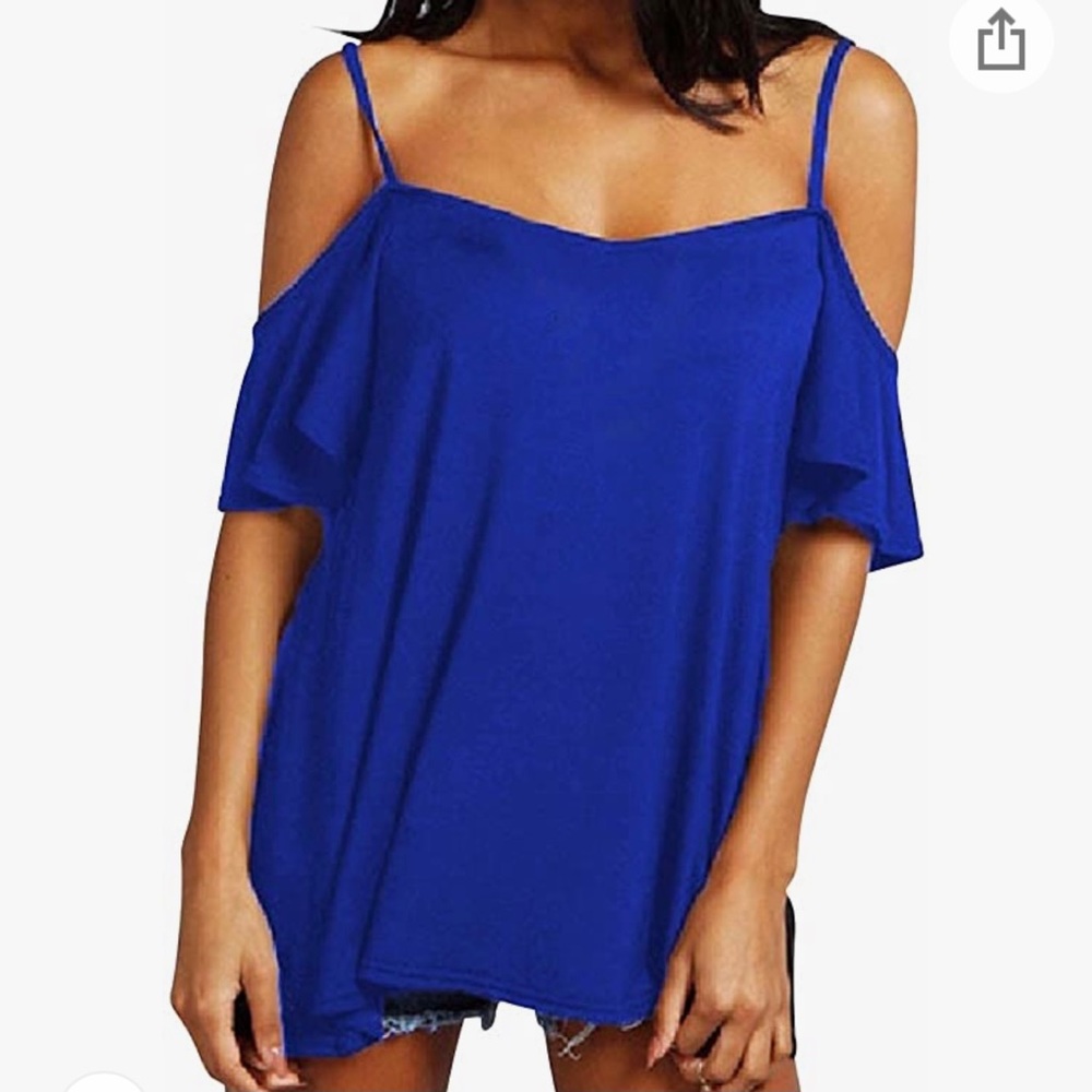 Royal Blue shoulder out shirt